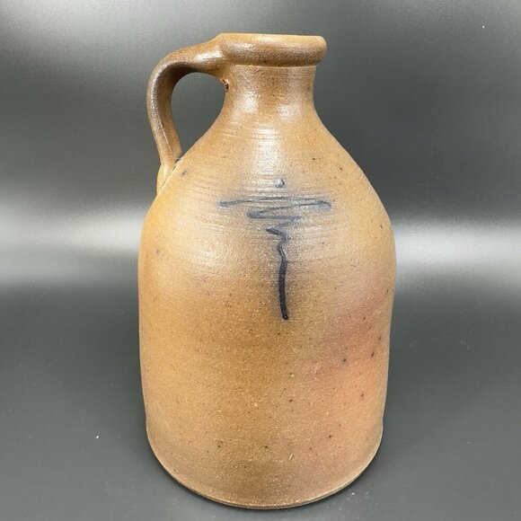 Vintage 1988 Braun Buffalo NY Stoneware Jug Container Brown Salt Glaze Pottery - Picture 13 of 16